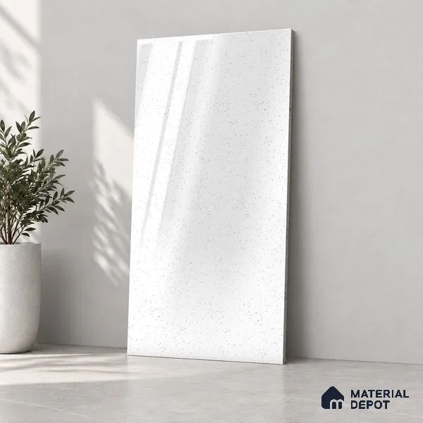 Terrazzo Floor & Wall Tile TL 12719 Penta White 4 ft x 2 ft Glossy Finish Vitrified Tile - 8 mm | 1 Random Design