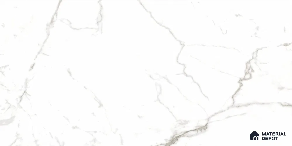 Marble Wall & Floor Tile TL 12721 White 4 ft x 2 ft Glossy Finish Vitrified Tile - 8 mm | 12 Random Designs | Suitable For Living Room, Bedroom, Dining