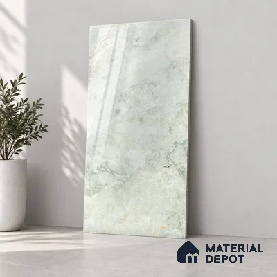 Marble Wall & Floor Tile TL 12727 B Arctic Pista Base 4 ft x 2 ft Glossy Finish Vitrified Tile - 8 mm | 5 Random Designs | Suitable For Living Room, Bedroom, Dining