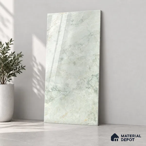 Marble Wall & Floor Tile TL 12727 B Arctic Pista Base 4 ft x 2 ft Glossy Finish Vitrified Tile - 8 mm | 5 Random Designs | Suitable For Living Room, Bedroom, Dining