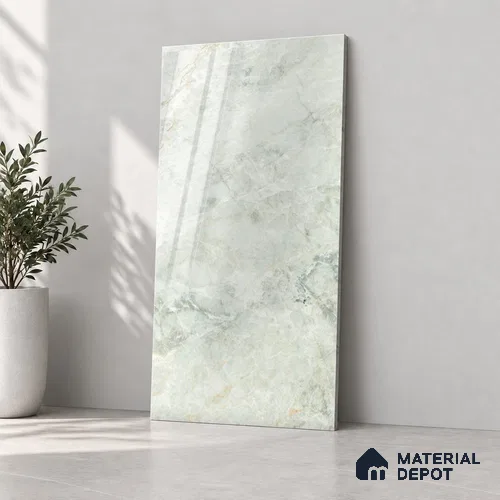 Marble Wall & Floor Tile TL 12727 B Arctic Pista Base 4 ft x 2 ft Glossy Finish Vitrified Tile - 8 mm | 5 Random Designs | Suitable For Living Room, Bedroom, Dining