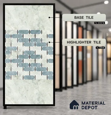 Marble Wall & Floor Tile TL 12727 B Arctic Pista Base 4 ft x 2 ft Glossy Finish Vitrified Tile - 8 mm | 5 Random Designs | Suitable For Living Room, Bedroom, Dining