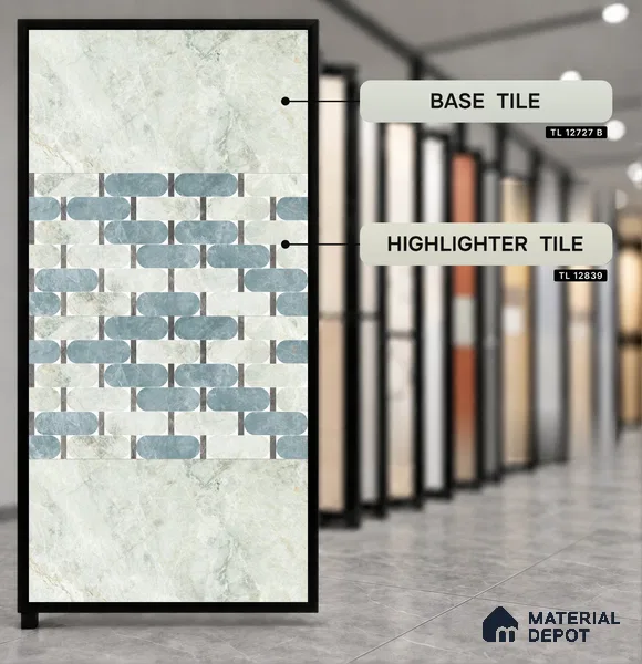 Marble Wall & Floor Tile TL 12727 B Arctic Pista Base 4 ft x 2 ft Glossy Finish Vitrified Tile - 8 mm | 5 Random Designs | Suitable For Living Room, Bedroom, Dining