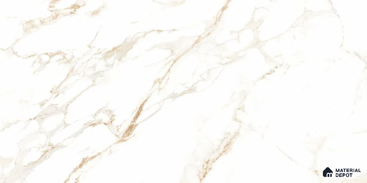 Marble Wall & Floor Tile TL 12728 Gold 4 ft x 2 ft Glossy Finish Vitrified Tile - 8 mm | 12 Random Designs | Suitable For Living Room, Bedroom, Dining