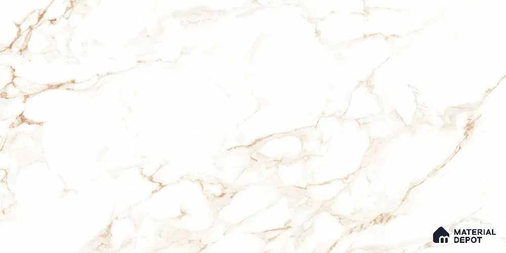 Marble Wall & Floor Tile TL 12728 Gold 4 ft x 2 ft Glossy Finish Vitrified Tile - 8 mm | 12 Random Designs | Suitable For Living Room, Bedroom, Dining
