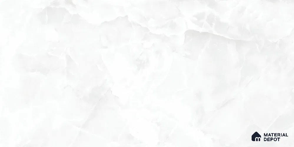 Marble Wall & Floor Tile TL 12729 B White 4 ft x 2 ft Glossy Finish Vitrified Tile - 8 mm | 5 Random Designs | Suitable For Living Room, Bedroom, Dining