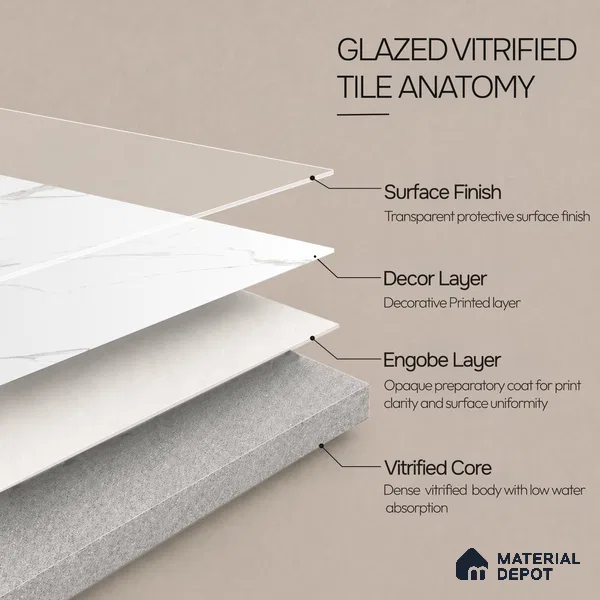 Marble Endless Wall & Floor Tile TL 12730 White 4 ft x 2 ft Glossy Finish Vitrified Tile - 8 mm | 4 Random Designs | Suitable For Living Room, Bedroom, Dining