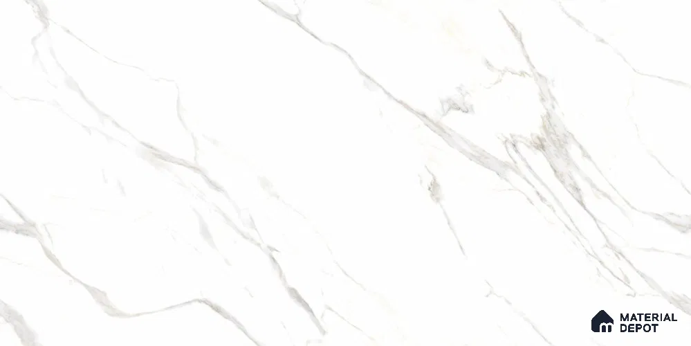 Marble Endless Wall & Floor Tile TL 12730 White 4 ft x 2 ft Glossy Finish Vitrified Tile - 8 mm | 4 Random Designs | Suitable For Living Room, Bedroom, Dining