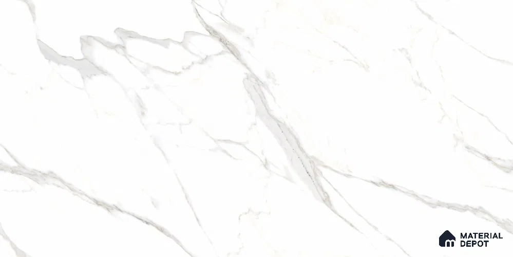 Marble Endless Wall & Floor Tile TL 12730 White 4 ft x 2 ft Glossy Finish Vitrified Tile - 8 mm | 4 Random Designs | Suitable For Living Room, Bedroom, Dining