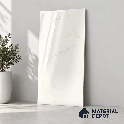 Marble Endless Wall & Floor Tile TL 12731 Silver 4 ft x 2 ft Glossy Finish Vitrified Tile - 8 mm | 4 Random Designs | Suitable For Living Room, Bedroom, Dining