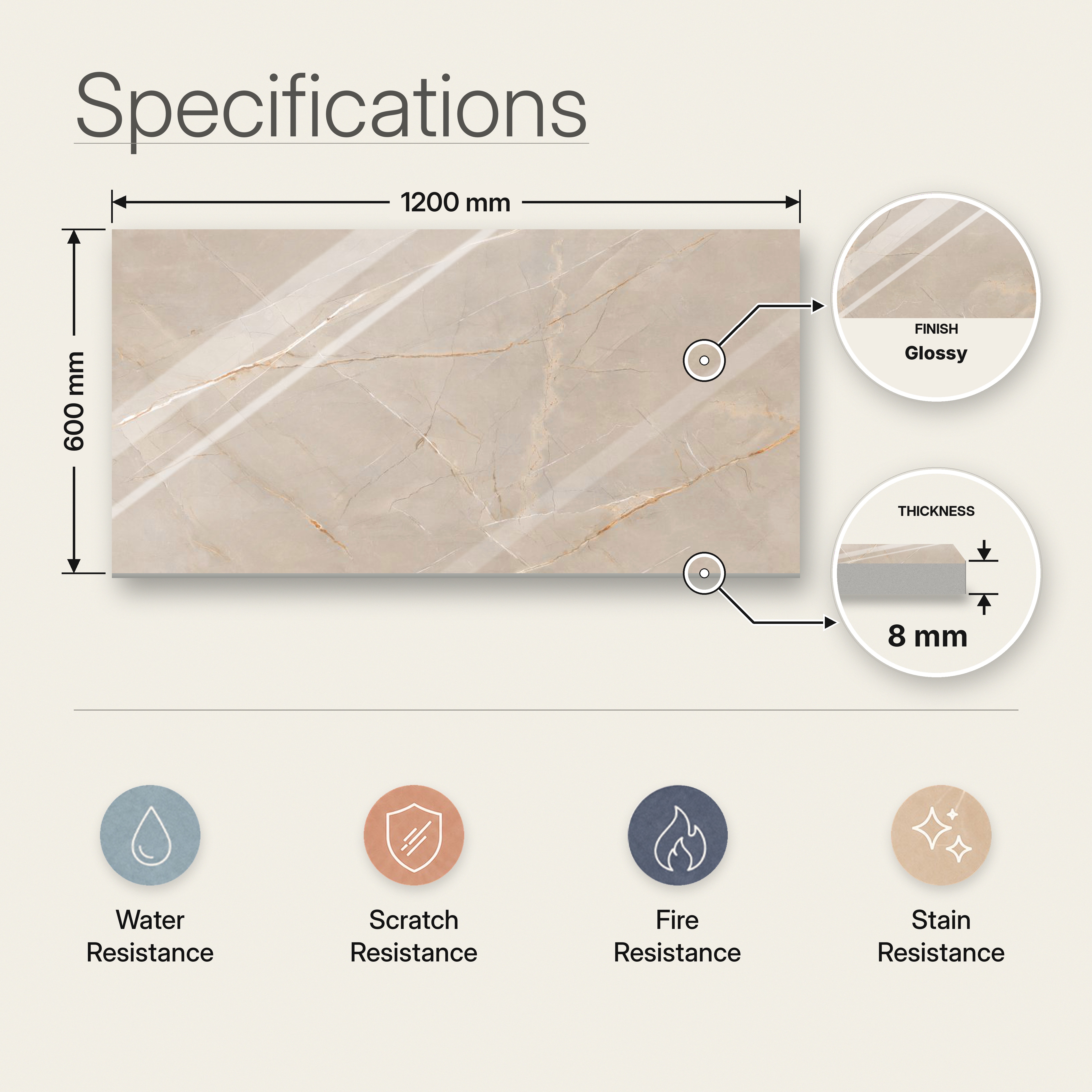 Marble Endless Wall & Floor Tile TL 12731 B Grey 4 ft x 2 ft Glossy Finish Vitrified Tile - 8 mm | 4 Random Designs | Suitable For Living Room, Bedroom, Dining