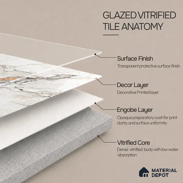 Marble Endless Wall & Floor Tile TL 12732 White 4 ft x 2 ft Glossy Finish Vitrified Tile - 8 mm | 3 Random Designs | Suitable For Living Room, Bedroom, Dining