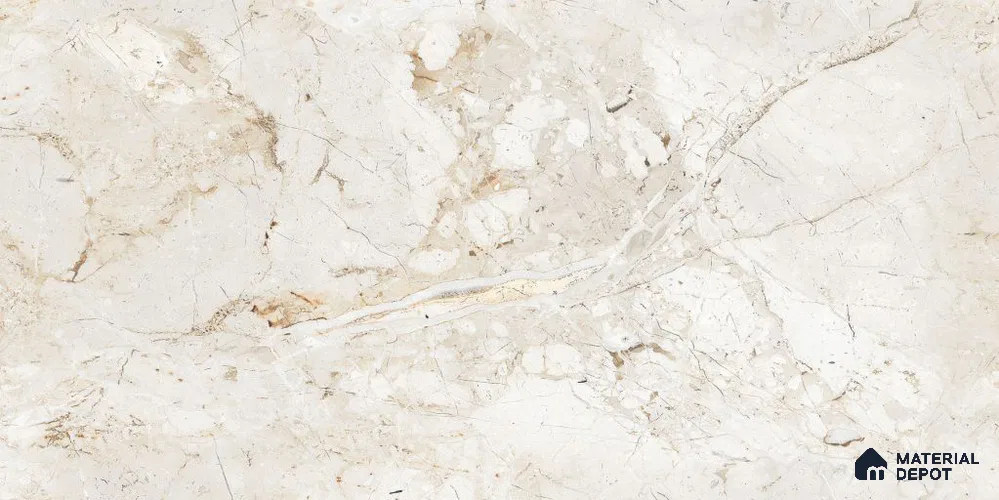 Marble Endless Wall & Floor Tile TL 12733 White 4 ft x 2 ft Glossy Finish Vitrified Tile - 8 mm | 4 Random Designs | Suitable For Living Room, Bedroom, Dining