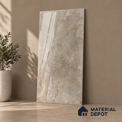 Marble Endless Wall & Floor Tile TL 12735 Brown 4 ft x 2 ft Glossy Finish Vitrified Tile - 8 mm | 4 Random Designs | Suitable For Living Room, Bedroom, Dining