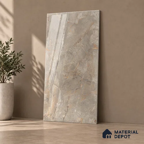 Marble Endless Wall & Floor Tile TL 12735 Brown 4 ft x 2 ft Glossy Finish Vitrified Tile - 8 mm | 4 Random Designs | Suitable For Living Room, Bedroom, Dining