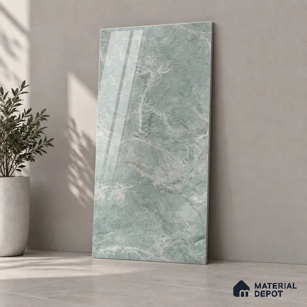 Marble Endless Wall & Floor Tile TL 12736 B Verde 4 ft x 2 ft Glossy Finish Vitrified Tile - 8 mm | 4 Random Designs | Suitable For Living Room, Bedroom, Dining