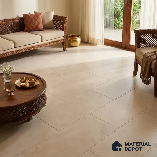 Plain Wall & Floor Tile TL 12738 B Ivory 4 ft x 2 ft Matte Finish Vitrified Tile - 8.5 mm | Suitable For Living Room, Hall, Bedroom