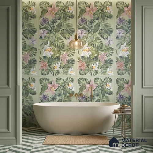 Floral Wall Tile TL 12738 D Nebula Verde Decor 4 ft x 2 ft Matte Finish Vitrified Tile - 8.5 mm | Suitable for Bathroom, Accent/Feature Wall, Dining Area