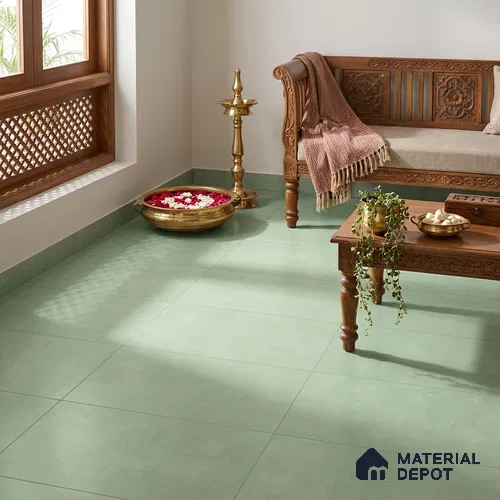 Cement Wall & Floor Tile TL 12738 E Green 4 ft x 2 ft Matte Finish Vitrified Tile - 8.5 mm | Suitable For Living Room, Hall, Bedroom