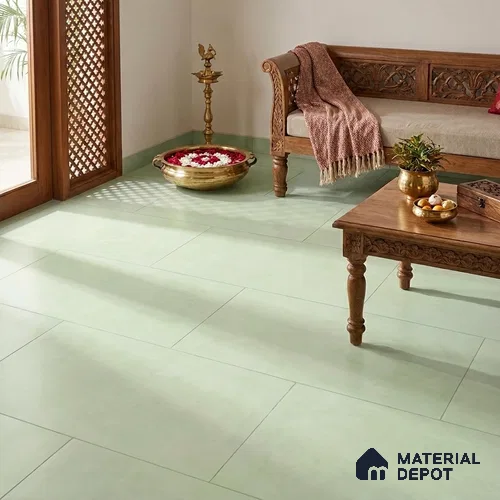 Cement Wall & Floor Tile TL 12738 F Light Green 4 ft x 2 ft Matte Finish Vitrified Tile - 8.5 mm | Suitable For Living Room, Hall, Bedroom