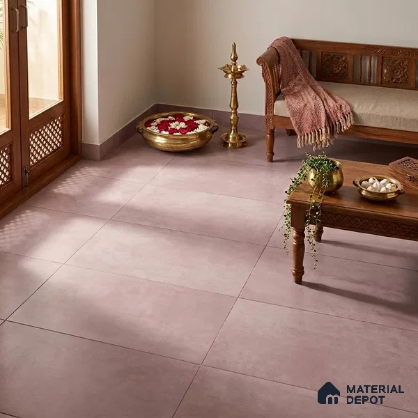 Cement Look Wall & Floor Matte Finish Purple Vitrified Tile | TL 12738 I 4 ft x 2 ft - 8.5 mm | Suitable For Living Room, Hall & Study