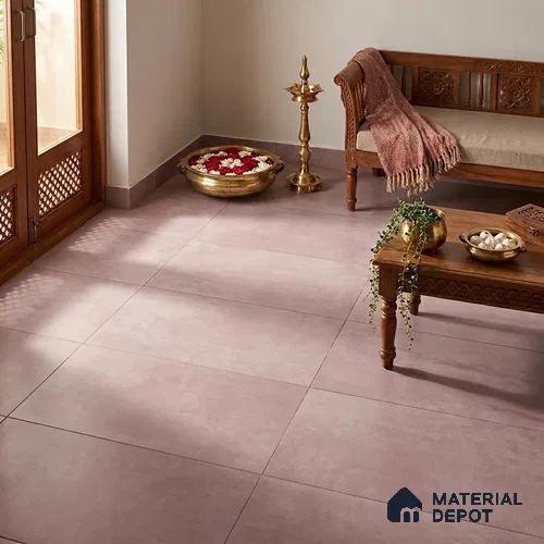 Cement Look Wall & Floor Matte Finish Purple Vitrified Tile | TL 12738 I 4 ft x 2 ft - 8.5 mm | Suitable For Living Room, Hall & Study