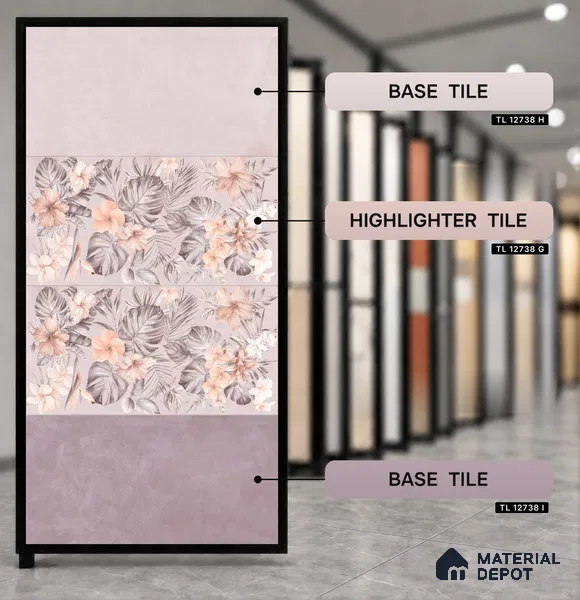 Cement Look Wall & Floor Matte Finish Purple Vitrified Tile | TL 12738 I 4 ft x 2 ft - 8.5 mm | Suitable For Living Room, Hall & Study