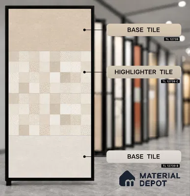 Highlighter Wall Tile TL 12739 C Square Decor 4 ft x 2 ft Matte Finish Vitrified Tile - 8.5 mm