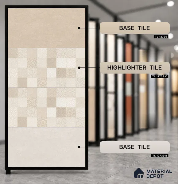 Highlighter Wall Tile TL 12739 C Square Decor 4 ft x 2 ft Matte Finish Vitrified Tile - 8.5 mm