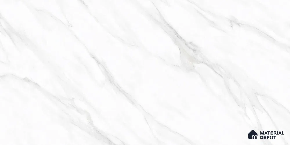 Marble Wall & Floor Tile TL 12741 White 4 ft x 2 ft Matte Finish Vitrified Tile - 9 mm | 4 Random Designs | Suitable For Living Room, Bedroom, Kitchen