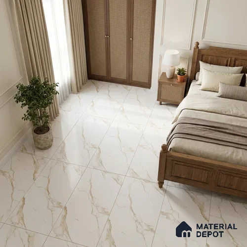 Marble Wall & Floor Tile TL 12742 Gold 4 ft x 2 ft Matte Carving Finish Vitrified Tile - 9 mm | 4 Random Designs | Suitable For Living Room, Bedroom, Kitchen