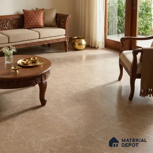 Marble Wall & Floor Tile TL 12745 Camel 4 ft x 2 ft Matte Carving Finish Vitrified Tile - 9 mm | 4 Random Designs | Suitable For Living Room, Bedroom, Kitchen