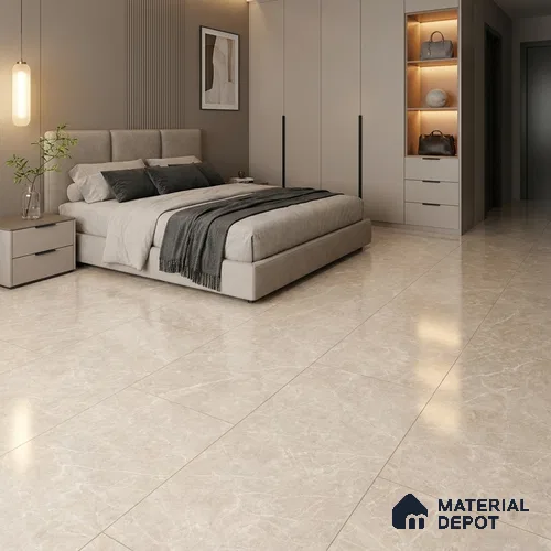 Marble Wall & Floor Tile TL 12747 Ivory 4 ft x 2 ft Matte Carving Finish Vitrified Tile - 9 mm | 4 Random Designs | Suitable For Living Room, Bedroom, Kitchen