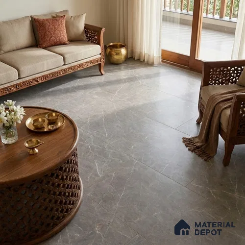Marble Wall & Floor Tile TL 12748 Smoke 4 ft x 2 ft Matte Carving Finish Vitrified Tile - 9 mm | 4 Random Designs | Suitable For Living Room, Bedroom, Kitchen