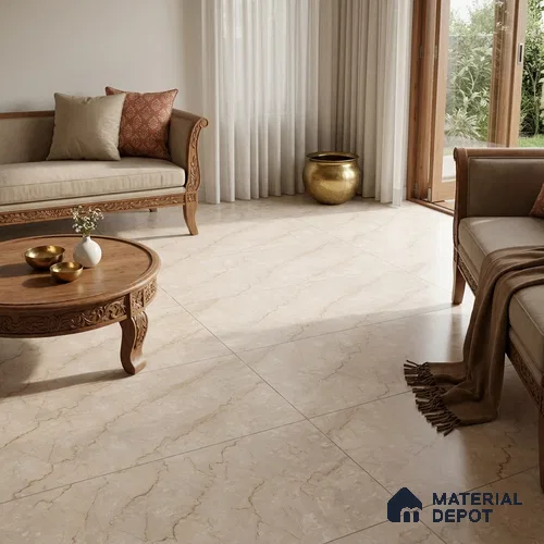 Marble Wall & Floor Tile TL 12749 Beige 4 ft x 2 ft Matte Carving Finish Vitrified Tile - 9 mm | 5 Random Designs | Suitable For Living Room, Bedroom, Kitchen
