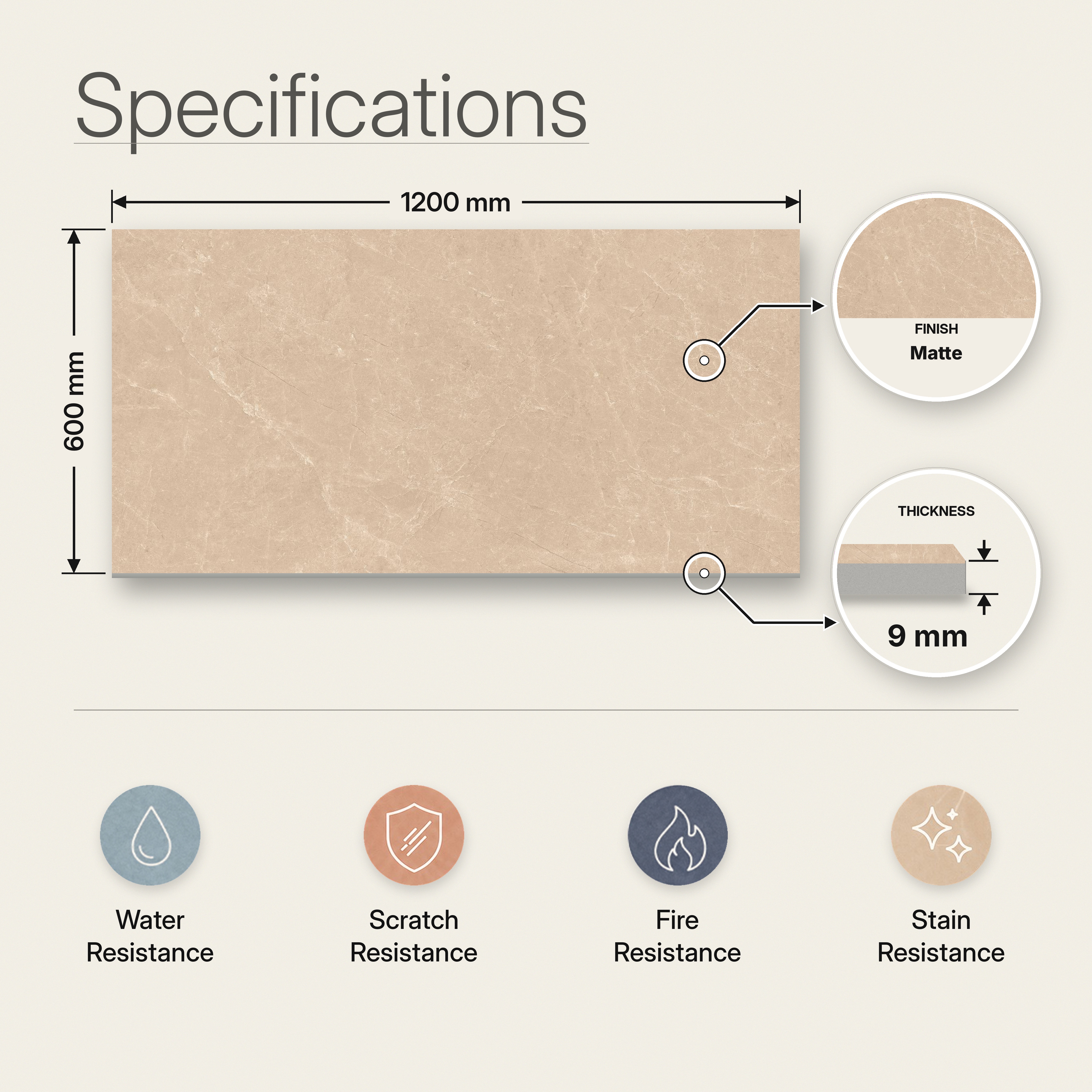 Marble Wall & Floor Tile TL 12751 Brown 4 ft x 2 ft Matte Finish Vitrified Tile - 9 mm | 6 Random Designs | Suitable For Living Room, Bedroom, Kitchen