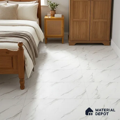Marble Wall & Floor Tile TL 12752 White 4 ft x 2 ft Matte Finish Vitrified Tile - 9 mm | 5 Random Designs | Suitable For Living Room, Bedroom, Kitchen