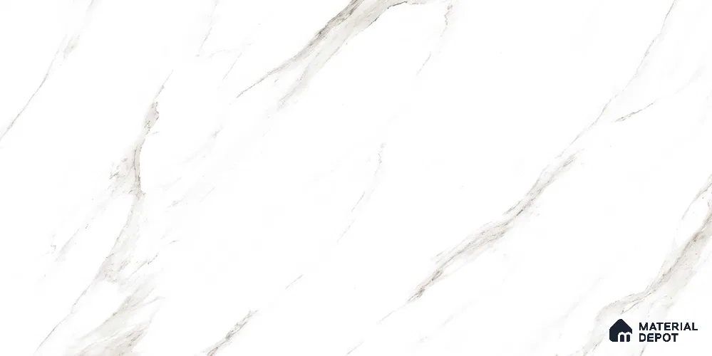 Marble Wall & Floor Tile TL 12752 White 4 ft x 2 ft Matte Finish Vitrified Tile - 9 mm | 5 Random Designs | Suitable For Living Room, Bedroom, Kitchen