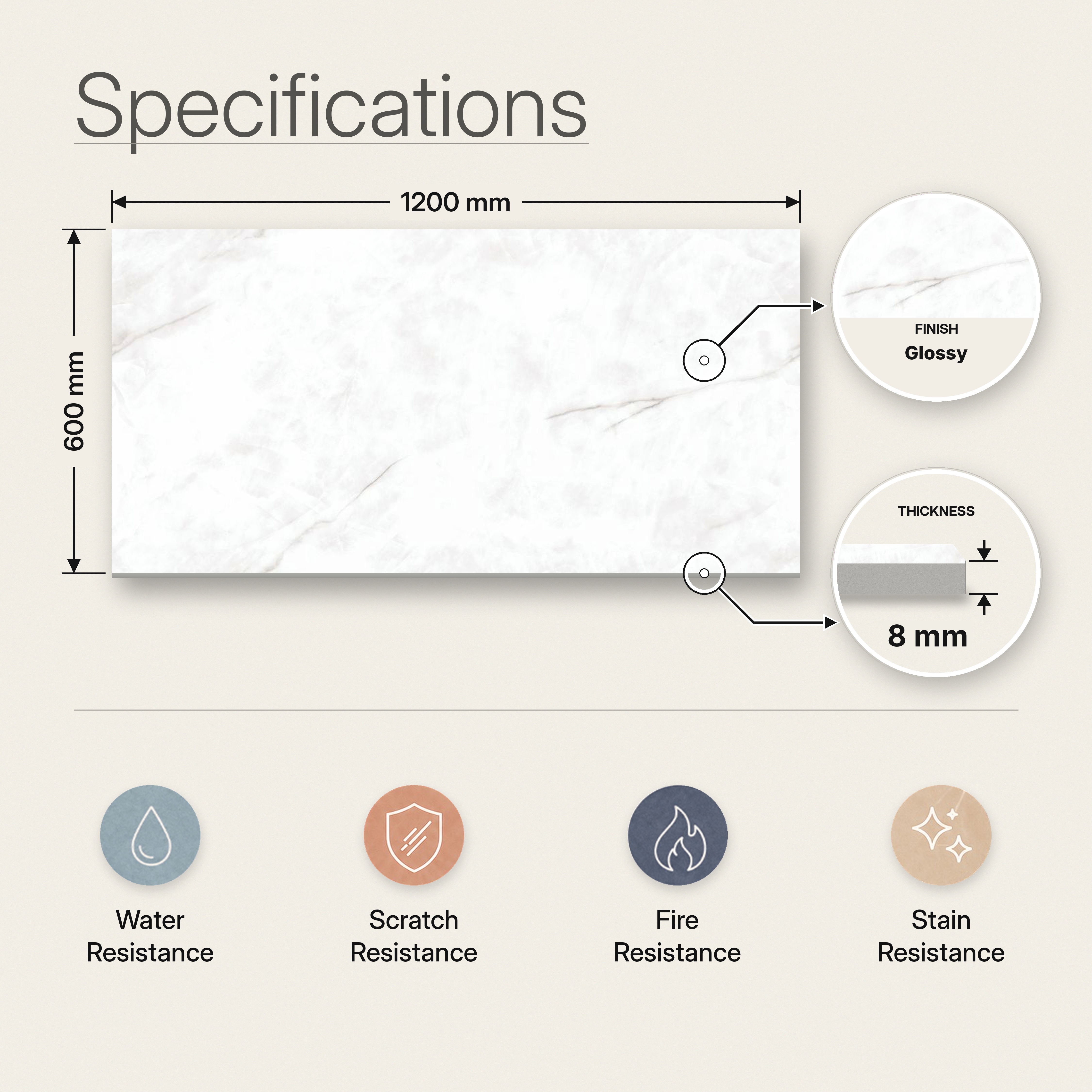 Marble Endless Wall & Floor Tile TL 12755 White 4 ft x 2 ft Glossy Finish Vitrified Tile - 8 mm | 3 Random Designs | Suitable For Living Room, Bedroom, Dining