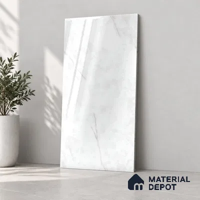 Marble Endless Wall & Floor Tile TL 12755 White 4 ft x 2 ft Glossy Finish Vitrified Tile - 8 mm | 3 Random Designs | Suitable For Living Room, Bedroom, Dining