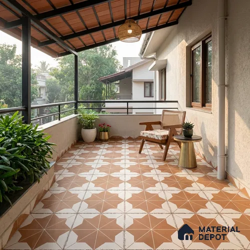 Moroccan Floor & Wall Tile TL 12757 Aneto 1 ft x 1 ft Matte Finish Vitrified Tile - 9 mm | Suitable For Bathroom, Kitchen, Balcony | 2 mm Spacer is Mandatory