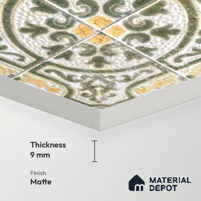 Moroccan Floor & Wall Tile TL 12762 Celtic 1 ft x 1 ft Matte Finish Vitrified Tile - 9 mm | Suitable For Bathroom, Kitchen, Balcony | 2 mm Spacer is Mandatory