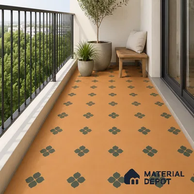 Moroccan Floor & Wall Tile TL 12763 Crea 1 ft x 1 ft Matte Finish Vitrified Tile - 9 mm | Suitable For Bathroom, Kitchen, Balcony | 2 mm Spacer is Mandatory