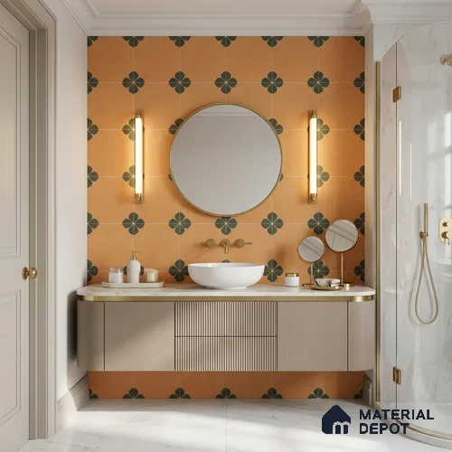 Moroccan Floor & Wall Tile TL 12763 Crea 1 ft x 1 ft Matte Finish Vitrified Tile - 9 mm | Suitable For Bathroom, Kitchen, Balcony | 2 mm Spacer is Mandatory
