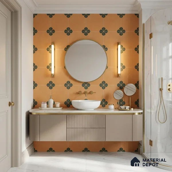 Moroccan Floor & Wall Tile TL 12763 Crea 1 ft x 1 ft Matte Finish Vitrified Tile - 9 mm | Suitable For Bathroom, Kitchen, Balcony | 2 mm Spacer is Mandatory
