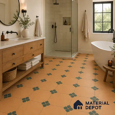 Moroccan Floor & Wall Tile TL 12763 Crea 1 ft x 1 ft Matte Finish Vitrified Tile - 9 mm | Suitable For Bathroom, Kitchen, Balcony | 2 mm Spacer is Mandatory
