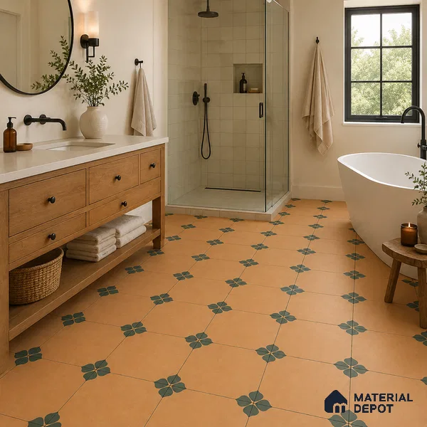 Moroccan Floor & Wall Tile TL 12763 Crea 1 ft x 1 ft Matte Finish Vitrified Tile - 9 mm | Suitable For Bathroom, Kitchen, Balcony | 2 mm Spacer is Mandatory