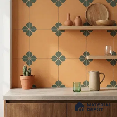 Moroccan Floor & Wall Tile TL 12763 Crea 1 ft x 1 ft Matte Finish Vitrified Tile - 9 mm | Suitable For Bathroom, Kitchen, Balcony | 2 mm Spacer is Mandatory