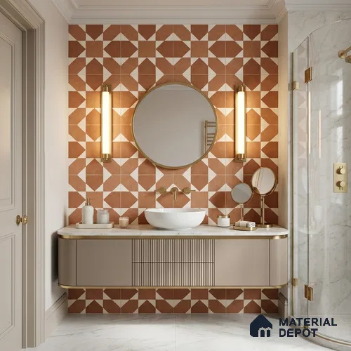 Moroccan Floor & Wall Tile TL 12764 Cupira 1 ft x 1 ft Carving Matte Finish Vitrified Tile - 9 mm | Suitable For Bathroom, Kitchen, Balcony | 2 mm Spacer is Mandatory
