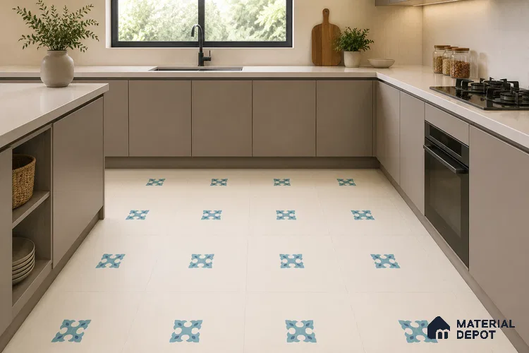 Moroccan Floor & Wall Tile TL 12765 Erebor 1 ft x 1 ft Matte Finish Vitrified Tile - 9 mm | Suitable For Bathroom, Kitchen, Balcony | 2 mm Spacer is Mandatory